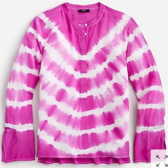 J Crew PINK Tie Dyed 100% SILK tunic NWT XS - Picture 5 of 11